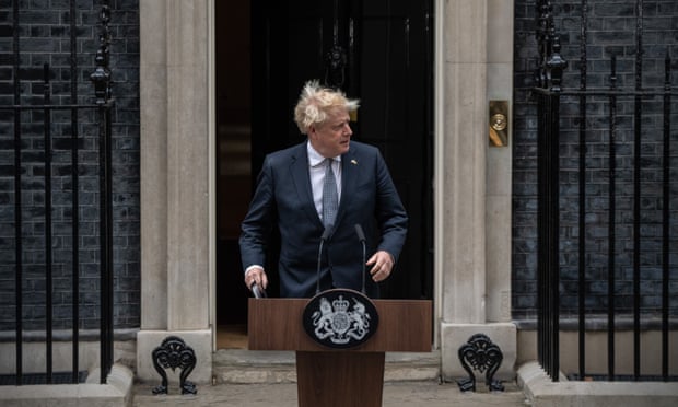 Boris Johnson gives a statement announcing his resignation