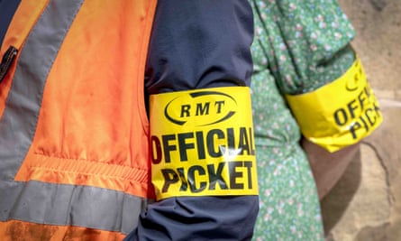 RMT members on the picket line outside Edinburgh’s Waverley station.