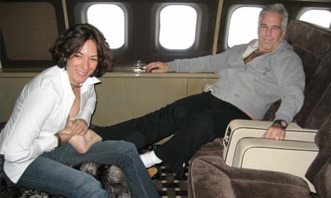 Maxwell massaging Epstein's feet on his private jet, both smiling