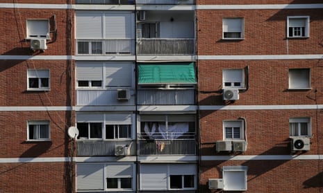 Air conditioning units on a block of flats in Madrid