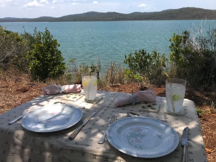 A picnic table for two on Worthington Island