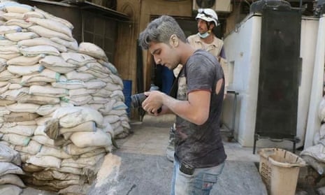 Young videographer Khaleed Khateeb, working in Aleppo on the documentary The White Helmets 2014