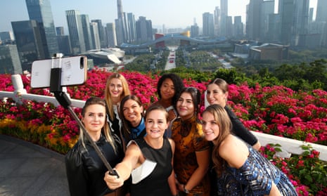 The eight best players in women’s tennis take a selfie in Shenzhen before the WTA Finals.