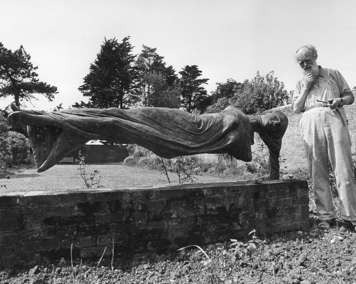 Quentin Bell with Levitating Figure at Cobbe House, Sussex.