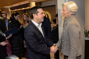 Greece’s Prime Minister Alexis Tsipras meeting the Managing Director of the International Monetary Fund (IMF), Christine Lagarde (R), during a bilateral meeting at the 46th Annual Meeting of the World Economic Forum, WEF, in Davos, today.