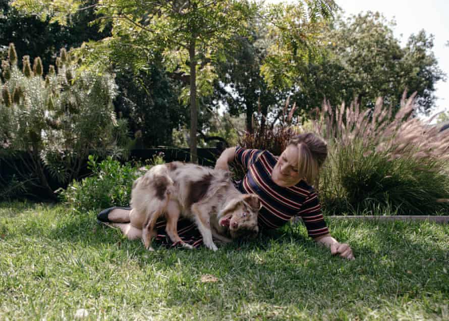 Nina Nastasia and her dog, Misha, in Los Angeles