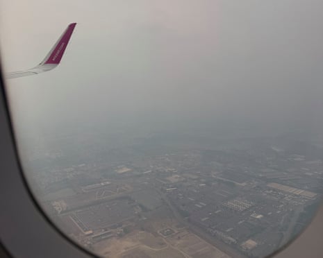 Photo of smoked filled sky, flying into Bordeaux airport on Sunday.
