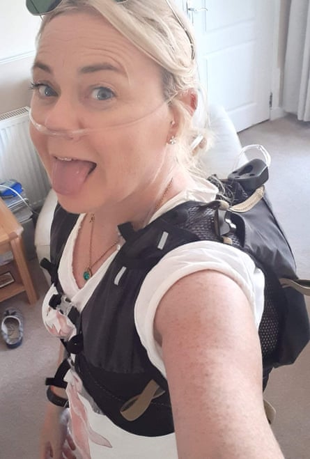 Yvonne Hughes wearing a nasal cannula.