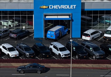Cars in a Chevrolet sales lot