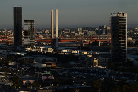 A general view of the Bolte Bridge seen from South Melbourne.