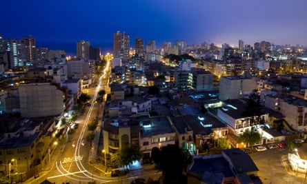 Miraflores neighbourhood of Lima at night