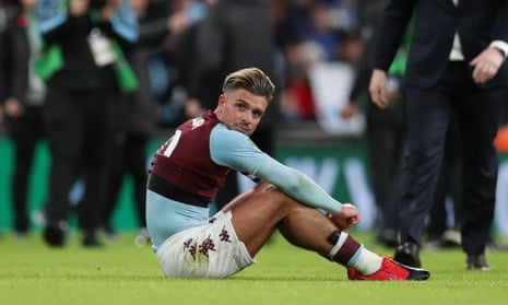 Jack Grealish looks dejected after Aston Villa’s 2-1 defeat by Manchester City in the Carabao Cup final at Wembley.