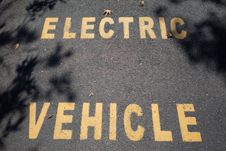A car parking spot at an electric vehicle charging station in Canberra.