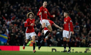 Ibrahimovic celebrates scoring the equaliser.