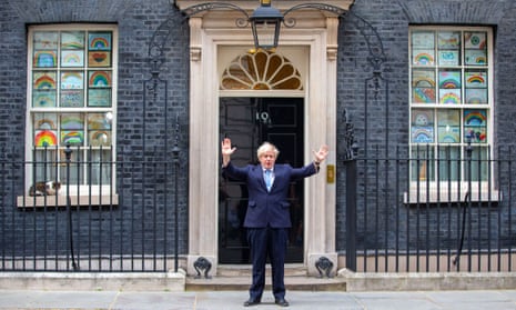 Boris Johnson clapping for the NHS and social care workers outside No 10 on 21 May 2020, the day after the ‘bring your own booze’ event.