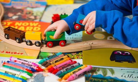 child playing with toys