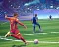 Screengrab of a game showing a football match.