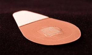 A close-up of the microneedle vaccine patch