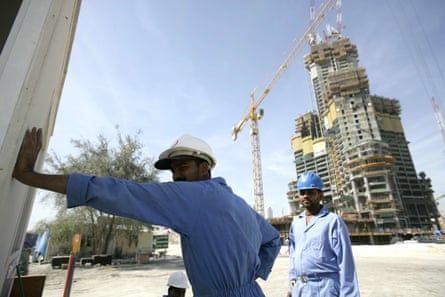 Construction work on the Burj Khalifa tower in Dubai in 2006.