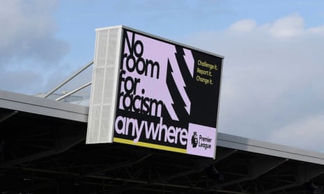 Brentford Community Stadium's big screen displays a "no room for racism" message