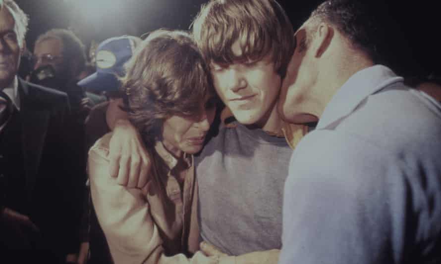 Steven Stayner moments after being reunited with parents in 1980