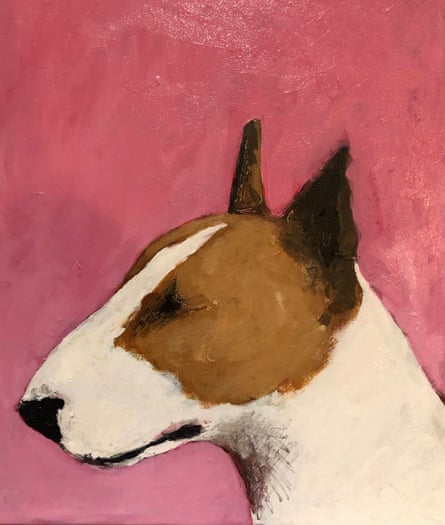 One of co-curator Nancy Carroll’s paintings of dogs.