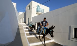 man on his mule in an Amorgos village