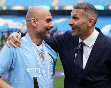 Pep Guardiola and Khaldoon Al Mubarak in May 2024