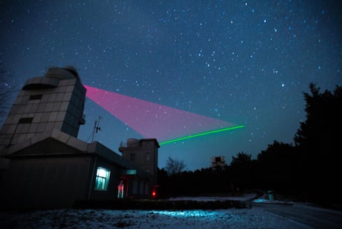 photograph of the quantum link between satellite Micius and a ground station in china