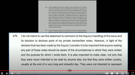 Extract from Vallance’s witness statement