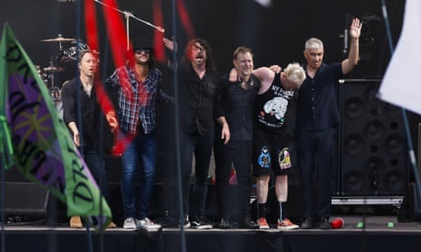 The Foo Fighters bow out at the end of their surprise performance on the Pyramid stage.