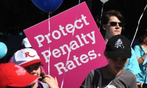 protest against cut to penalty rates