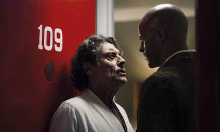 Ian McShane, left, and Ricky Whittle come to a head in American Gods.