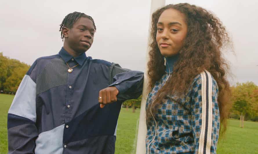 Teen couple in a park