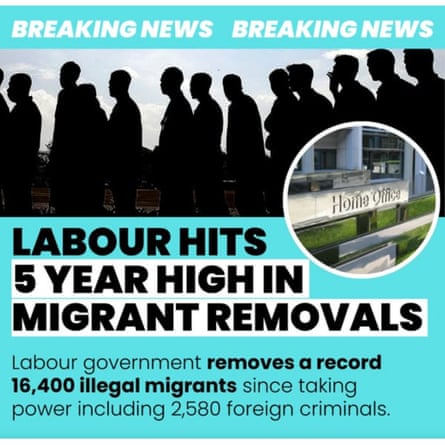 A Labour ad showing a line of migrants above large print boasting about record removal numbers