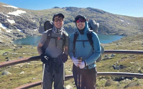 In an undated image, missing Australian hiker Jordan Yap (right), pictured with friend Kevin Nguyen during a previous hike of Mount Kosciuszko in NSW