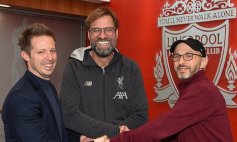 Liverpool’s sporting director Michael Edwards (left, with Jürgen Klopp and FSG president Mike Gordon) has been at the club since 2011.