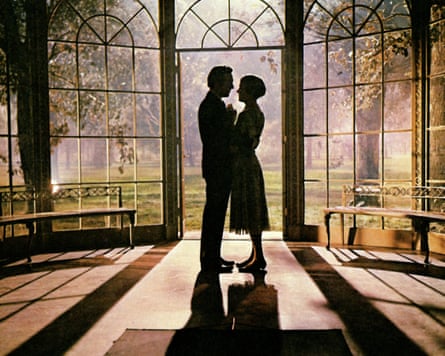 Christopher Plummer and Julie Andrews in silhouette in the gazebo in The Sound of Music 1965.