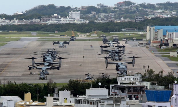Military aircraft at a US airbase on Okinawa