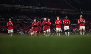 Manchester United v FC Bayern München: Group A - UEFA Champions League 2023/24<br>MANCHESTER, ENGLAND - DECEMBER 12: Manchester United players look dejected after the UEFA Champions League match between Manchester United and FC Bayern München at Old Trafford on December 12, 2023 in Manchester, England. (Photo by Michael Regan - UEFA/UEFA via Getty Images)