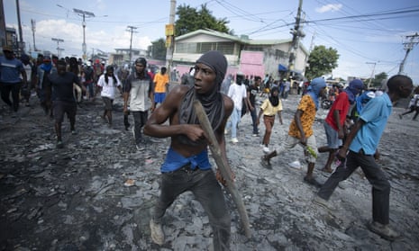 Protesters demanding the resignation of Ariel Henry, in Port-au-Prince, Haiti, on 3 October 2022.