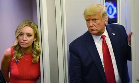 Trump with Kayleigh McEnany on Air Force One after a rally in Tucson in October 2020.