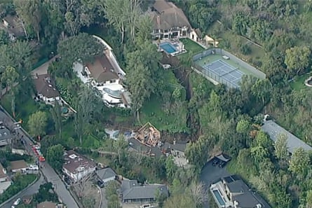 The scene of a landslide in the Sherman Oaks area of Los Angeles.