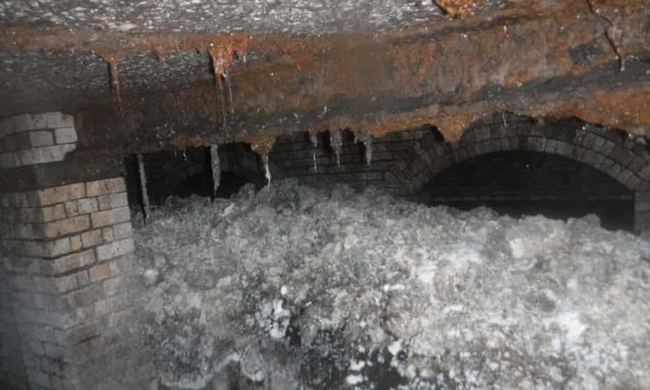 Part of a fatberg measuring 64 metres in length is seen in the town of Sidmouth, England.