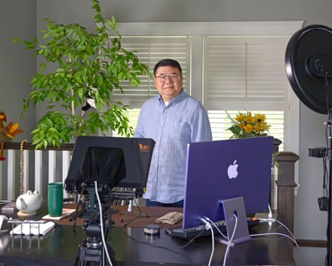 Wang Jian in his office studio in Needham, Massachusetts, US.
