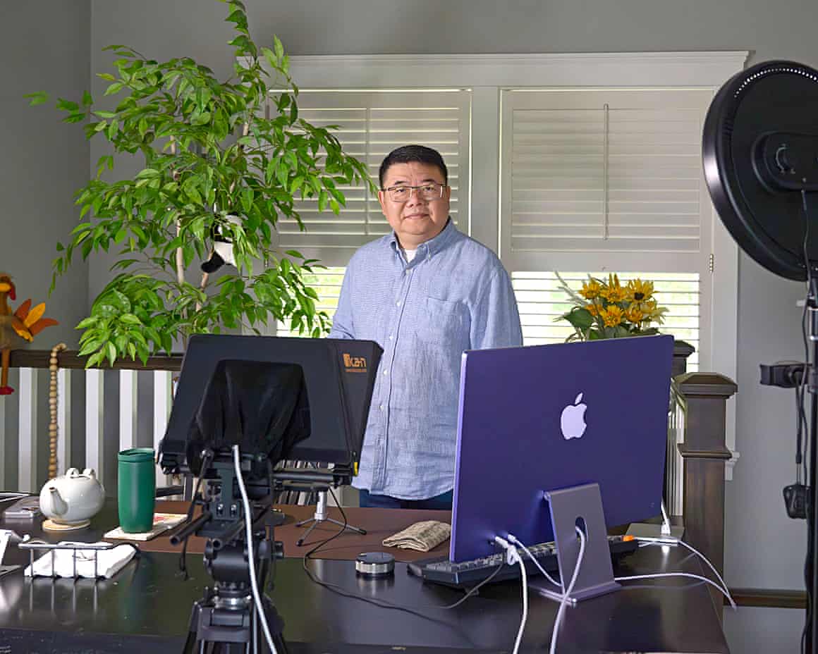 Wang Jian in his office studio in Needham, Massachusetts, US.