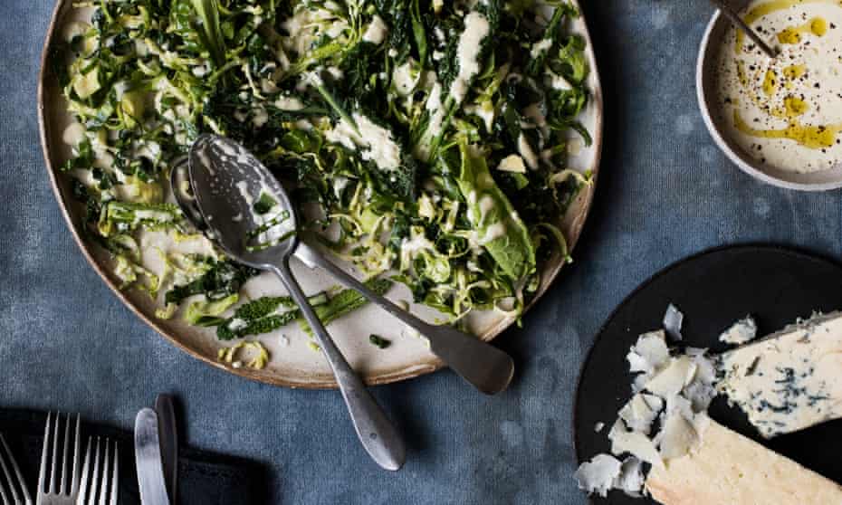 Anna Jones’s greens and brussels sprout caesar slaw.