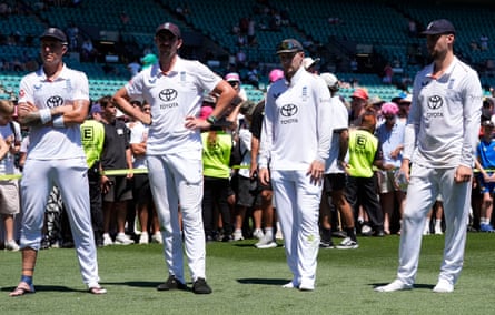 England’s Joe Root, Will Jacks, Josh Tongue and Brydon Carse mull their Ashes defeat