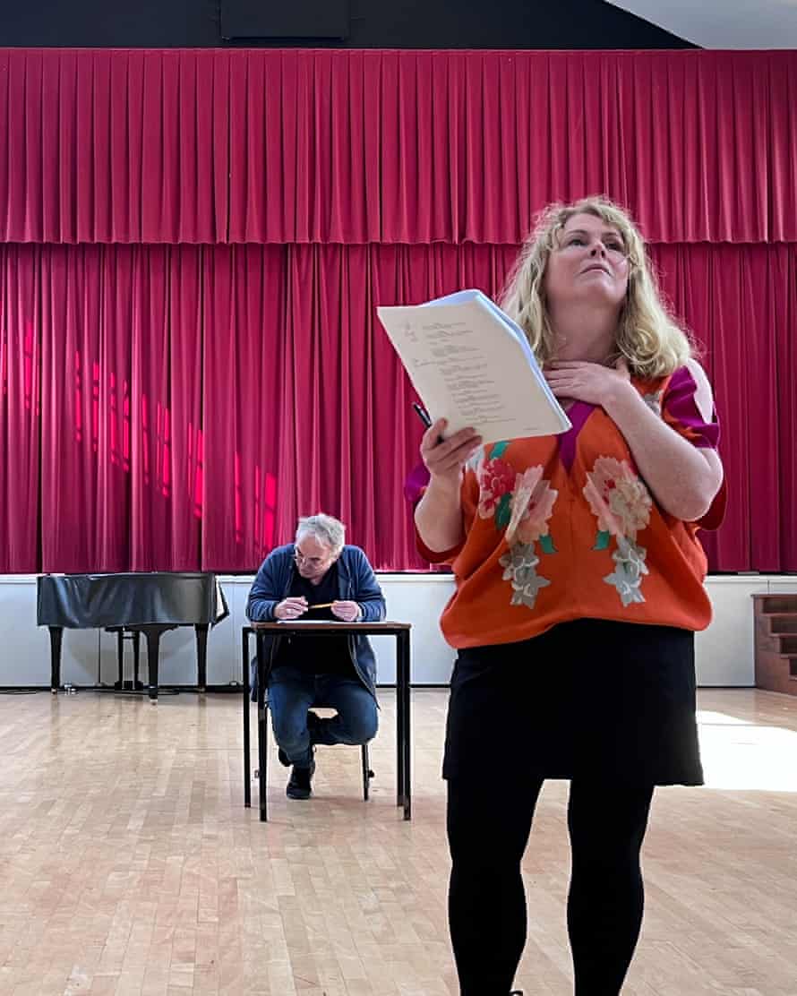 Actor Janet Moran, who plays Molly Bloom, in rehearsal for The United States v Ulysses.