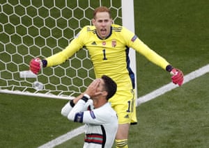 Portugal’s Cristiano Ronaldo reacts after failing to score.
